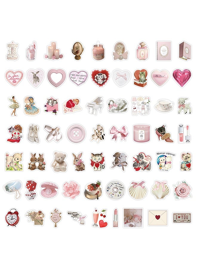 BEBLOSSOM 60 Pcs Pink Cute Cartoon Sticker Pack – Waterproof Vinyl Aesthetic Stickers for Laptops, Luggage, Water Bottles, Stationery & DIY Gifts for Kids & Girls - Image 2
