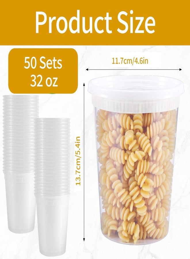 Cptoion 50 Pack 32 oz Deli Containers with Lids, Leakproof Plastic Food Storage Containers, Airtight Lids, Microwave & Freezer Safe, Stackable for Meal Prep and Takeout - Image 2