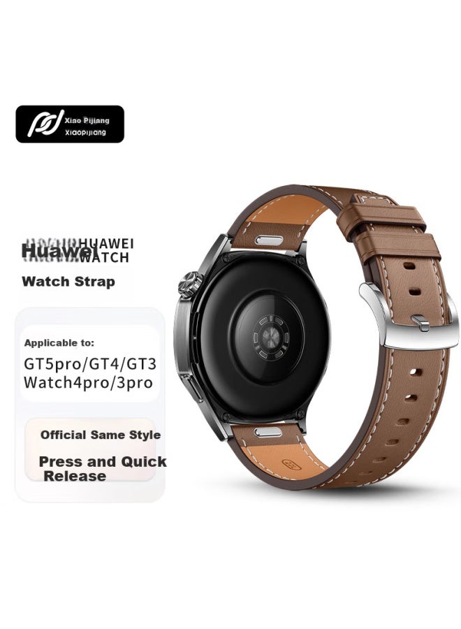 Tinker Xiao Pi Jiang Genuine Leather Watch Band For Huawei Watch Gt5 Pro/gt4/gt3 Pro New Button-style Quick Release Watch Band For Watch4 Pro/3, Honor, Xiaomi Watch - Image 1