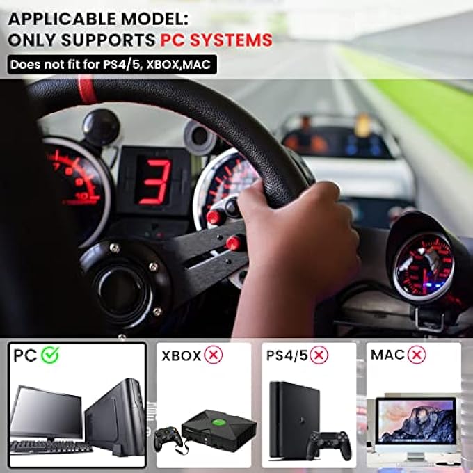 rayihni PC RACING GAME USB HANDBRAKE 16BIT SIMULATE LINEAR HANDBRAKE FOR RACING GAMES, COMPATIBLE WITH LOGITECH G27 G29 G920 G923 T500 T300 WITH FIXING CLIP AND PLATE BLACK - Image 2
