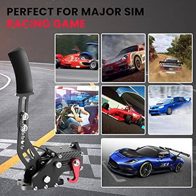 rayihni PC RACING GAME USB HANDBRAKE 16BIT SIMULATE LINEAR HANDBRAKE FOR RACING GAMES, COMPATIBLE WITH LOGITECH G27 G29 G920 G923 T500 T300 WITH FIXING CLIP AND PLATE BLACK - Image 3