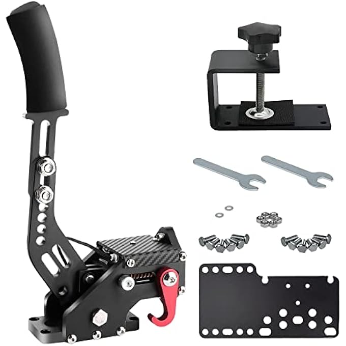 rayihni PC RACING GAME USB HANDBRAKE 16BIT SIMULATE LINEAR HANDBRAKE FOR RACING GAMES, COMPATIBLE WITH LOGITECH G27 G29 G920 G923 T500 T300 WITH FIXING CLIP AND PLATE BLACK - Image 1