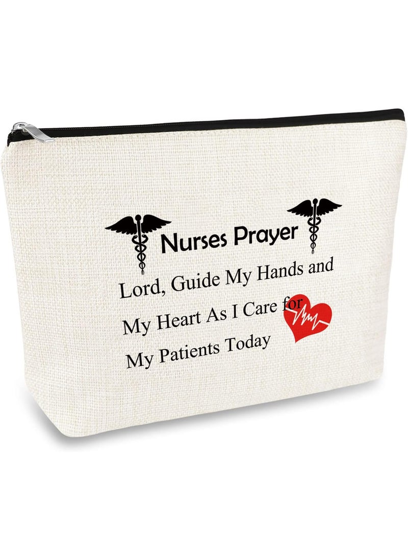 Mikela Nurse Prayer Canvas Makeup Bag for Women 