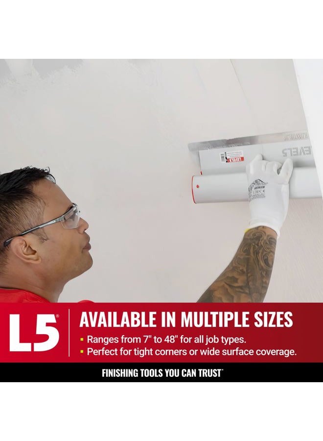 Level-5 LEVEL5 7" Skimming Blade | Smoothing/Knock-Down Knife | Extruded Aluminum & European Stainless Steel Construction | High-Impact End Caps | Sheetrock Drywall Gyprock Wall-Board Plasterboard | 4-907 - Image 4