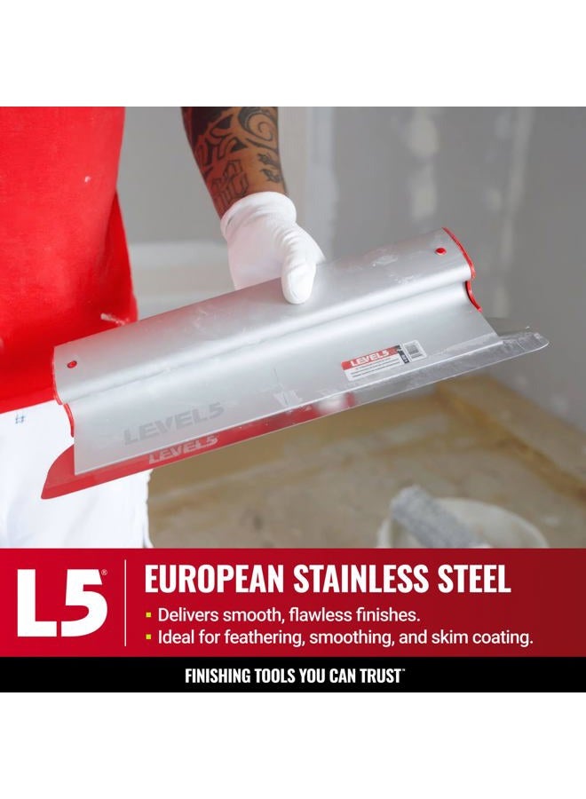 Level-5 LEVEL5 7" Skimming Blade | Smoothing/Knock-Down Knife | Extruded Aluminum & European Stainless Steel Construction | High-Impact End Caps | Sheetrock Drywall Gyprock Wall-Board Plasterboard | 4-907 - Image 2