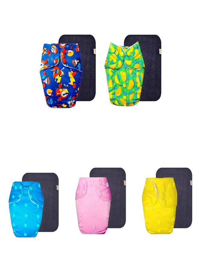 Dumbledo Premium Cloth Diaper with Black Insert (Pack of 5) | Hypoallergenic | Leakproof | Travel Friendly | Worry-Free Diapering | 3 Months - 3 Years | Unisex Baby - Image 1