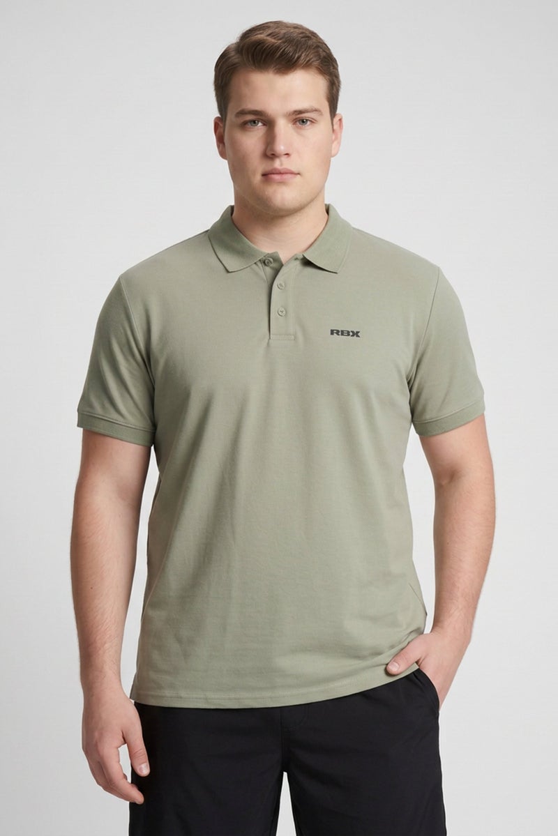 RBX Men Sportswear Fit Short Sleeve Outdoor Polo Shirt, Olive - Image 1