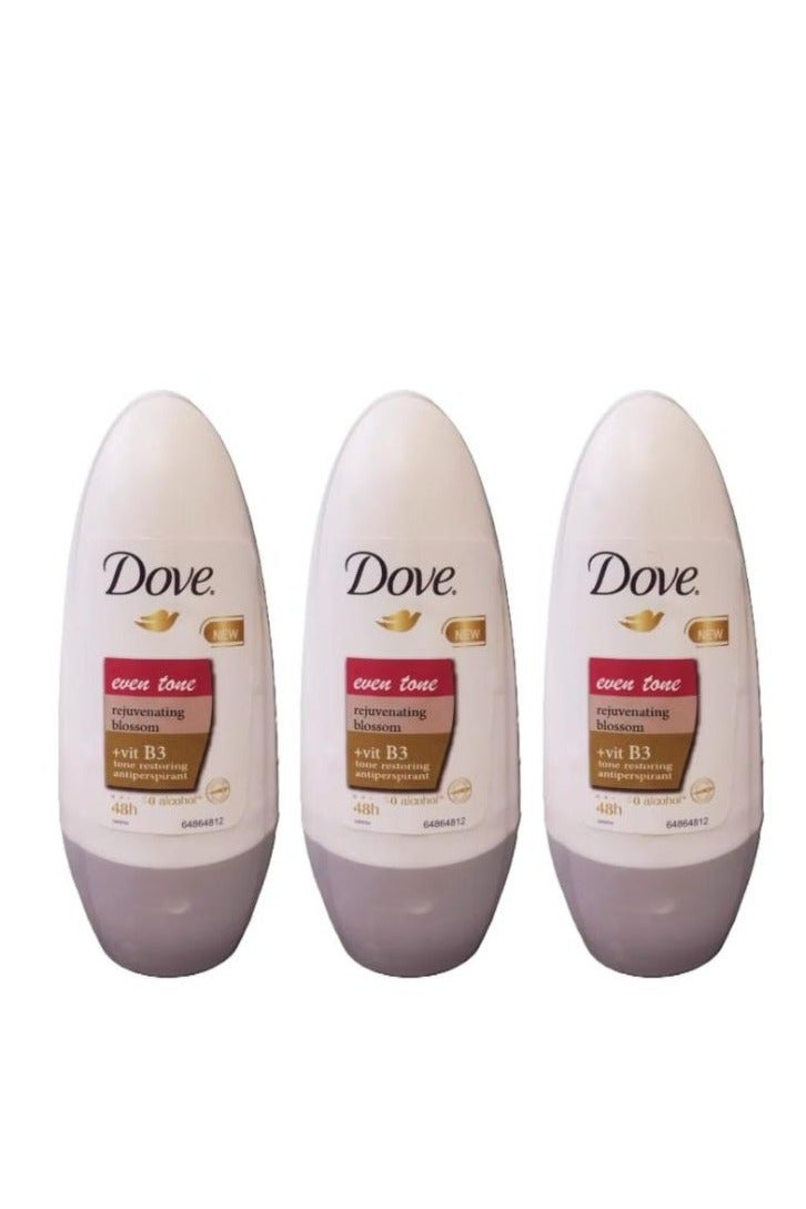 دوف 3 عبوات من مزيل عرق ببلية دوارة لتوحيد لون البشرة للنساء 50ملليلتر - Image 1