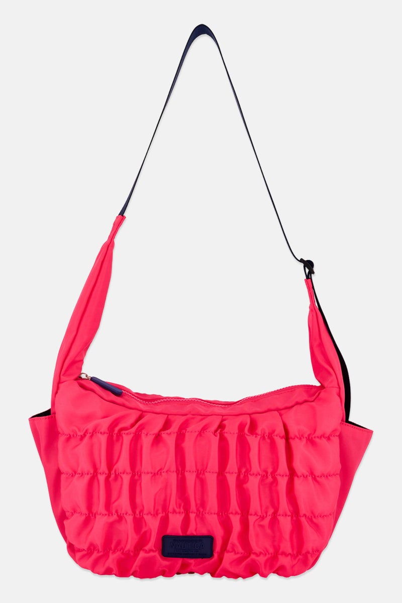 NAUTICA Women Textured Hobo Bag 21 H x 38 L x 15 W cm, Pink - Image 1