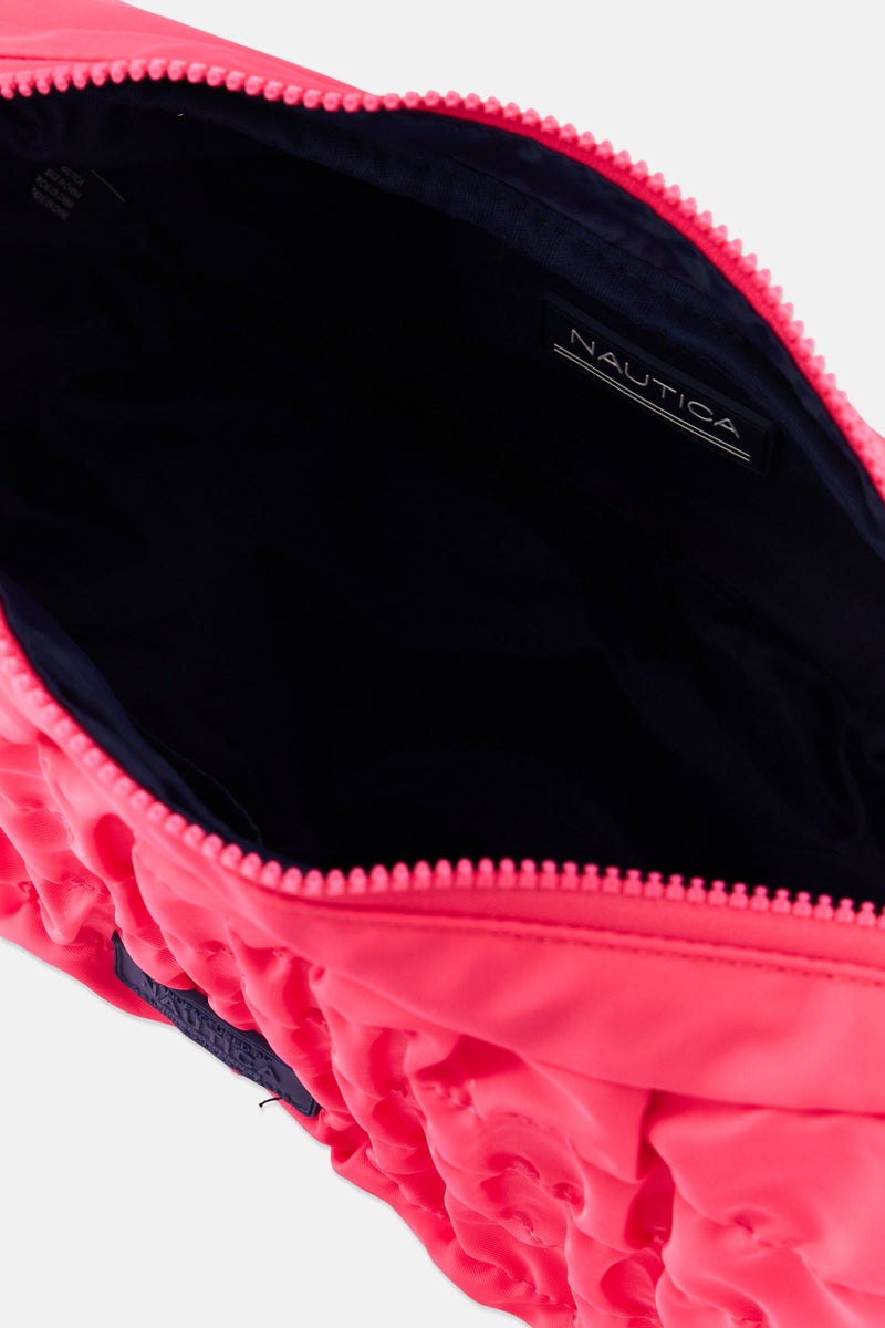 NAUTICA Women Textured Hobo Bag 21 H x 38 L x 15 W cm, Pink - Image 4