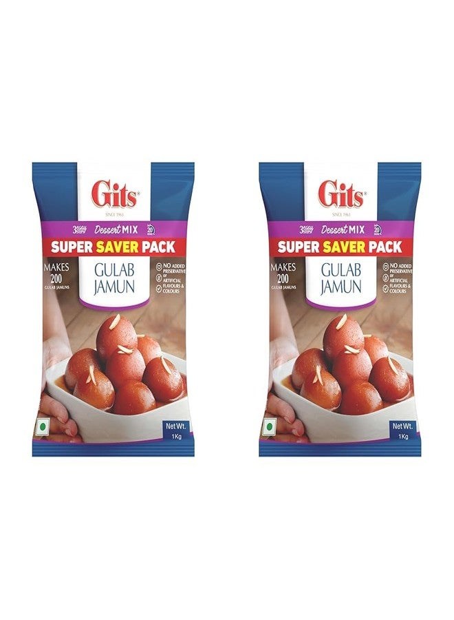 Gits Instant Gulab Jamun milk Dessert Mix, Makes 200 per Pack, Pure Veg, Delicious Indian Dessert and Mithai, 1Kg (Pack of 2) - Image 1