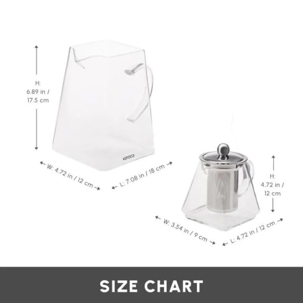 Karaca Giza Borosilicate Glass Teapot with Infuser and Lid for Stovetop, Transparent, 0.45.L Tea Pot & 1.5L Tea Kettle Set for Loose Leaf & Herbal, Dishwasher Safe - Image 3