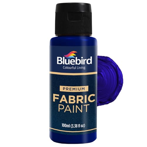 BLUEBIRD Fabric Paint, Pthalo Blue, 3.4 Fl Oz, Permanent Fabric Paints for Clothes, Furniture Upholstery - Image 1