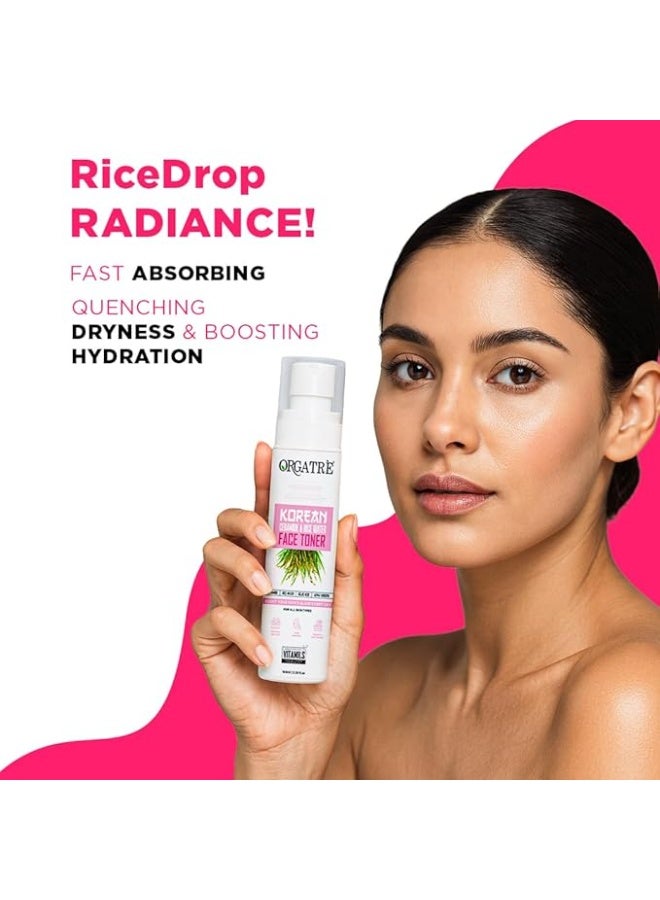 Orgatre Korean Ceramide & Rice Water Moisturizing Face Mist & Toner For Glowing Skin | Open pores Tightening | Men & Women 100ml - Image 4