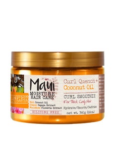 MAUI MOISTURE Maui Moisture Curl Quench + Coconut Oil Hydrating Curl Smoothie, Creamy Silicone-Free Styling Cream for Tight Curls, Braids, Twist-Outs & Wash & Go Styles, Vegan & Paraben-Free, 12 Ounce  - Image 1