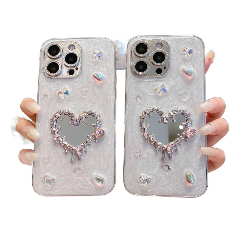 غطاء واقي بAcrylic، Mirror، حماية من السقوط، مقاوم للخدش، مقاوم للصدمات لـ iPhone 14 / 14 Plus / 14 Pro / 14 Pro Max مع مرآة من الأكريليك - Layan Lure - Image 1