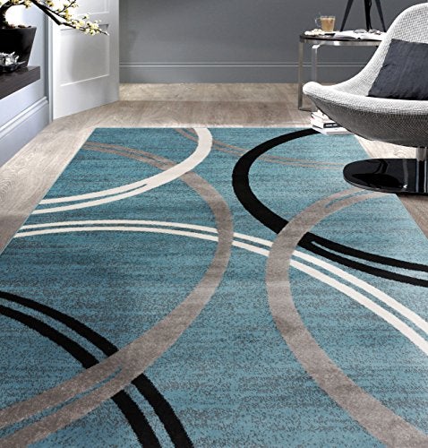 Rugshop Rugshop Modern Wavy Circles Design Area Rug 5 3 x 7 3 Blue