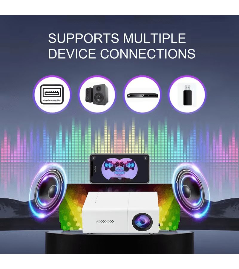 بروجيكتور محمول فاخر، دقة عرض أصلية 480P HDTV، مع مكبر صوت مدمج، سطوع 39 أنسي لومن، مناسب للهواتف المحمولة وأجهزة الكمبيوتر، للاستخدام المنزلي في المسرح المنزلي والمكاتب والألعاب - Image 3