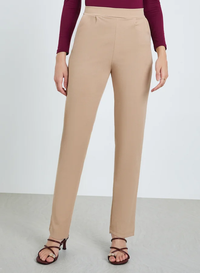 Take Two Beige Pocket Detail Tapered Leg Pants
