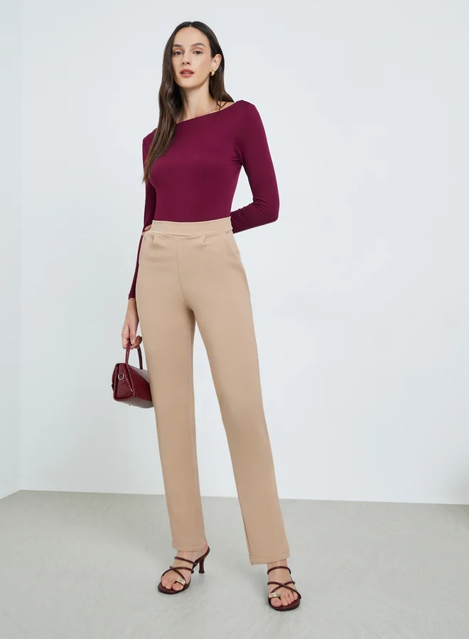 Take Two Beige Pocket Detail Tapered Leg Pants