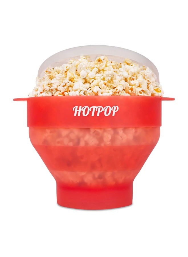 HOTPOP The Original Microwave Popcorn Popper, Silicone Popcorn Maker, Collapsible Bowl BPA-Free and Dishwasher Safe- 20 Colors Available (Transparent Red) - Image 1