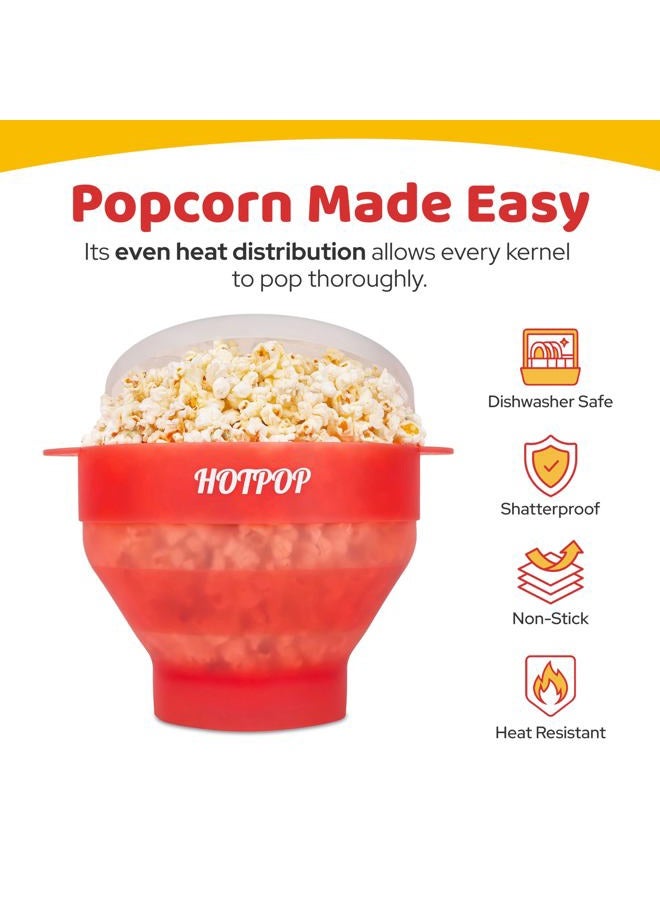 HOTPOP The Original Microwave Popcorn Popper, Silicone Popcorn Maker, Collapsible Bowl BPA-Free and Dishwasher Safe- 20 Colors Available (Transparent Red) - Image 4