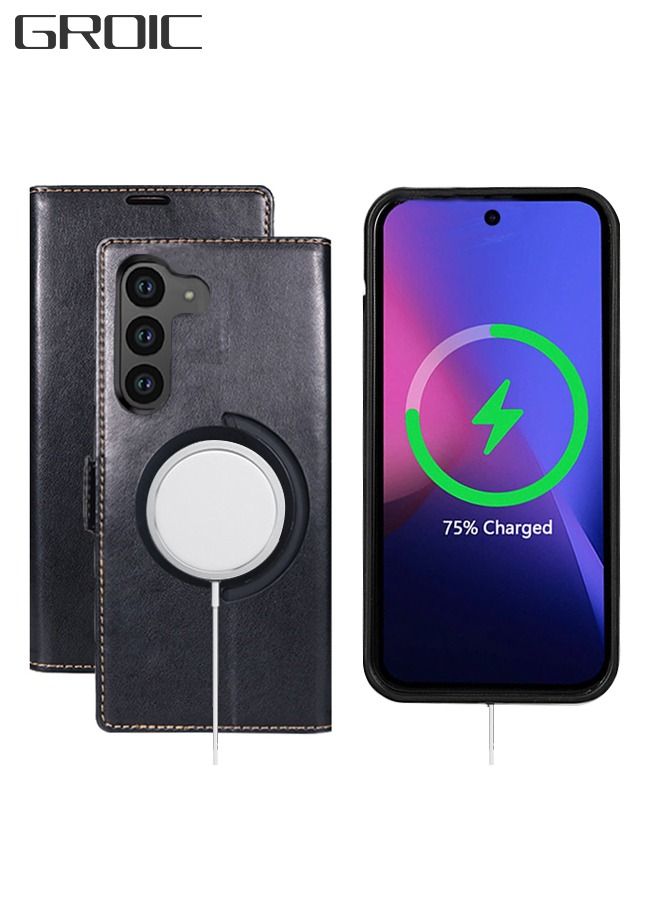 GROIC Magnetic Case for Samsung Galaxy S23 6.1" Full Leather Wallet Case, Folio Flip Cover with Card Slots, Kickstand, RFID Protection, Wireless Charging Phone Shell - Image 1