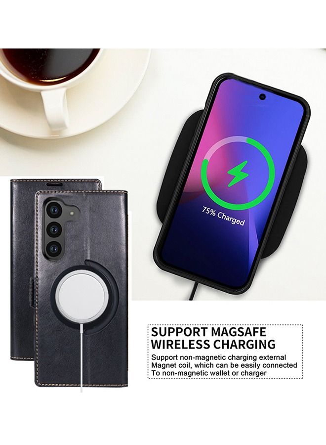 GROIC Magnetic Case for Samsung Galaxy S23 6.1" Full Leather Wallet Case, Folio Flip Cover with Card Slots, Kickstand, RFID Protection, Wireless Charging Phone Shell - Image 5