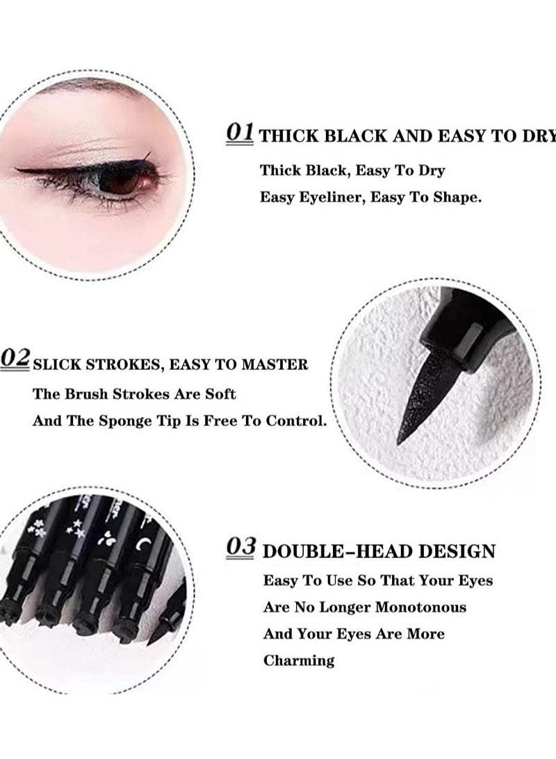 QIC 2 in 1 Double Head Eyeliner Pencil Eyeliner Stamp Waterproof Liquid Eyeliner Set Liquid Double Head Eyeliner Long Lasting Make Up Set Speedy and Easy Double Eyeliner Pencil 03 - Image 3