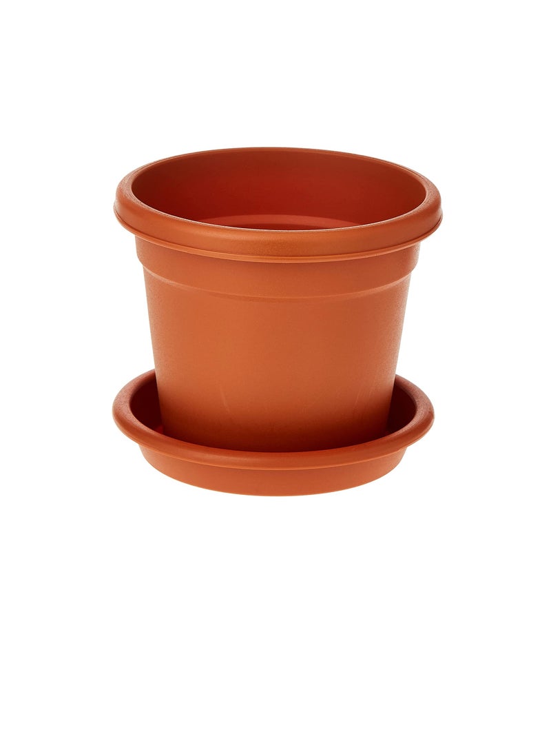 Cosmoplast Plastic Round Flowerpot 6” With Tray Terracotta - Image 3