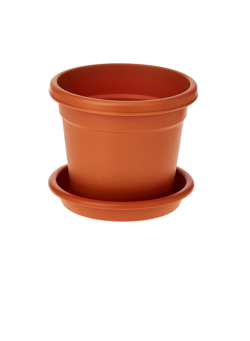 Cosmoplast Plastic Round Flowerpot 6” With Tray Terracotta - Image 2
