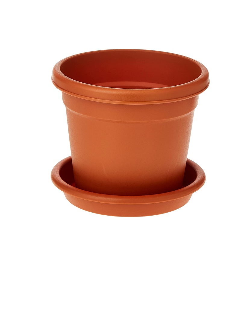 Cosmoplast Plastic Round Flowerpot 6” With Tray Terracotta - Image 1