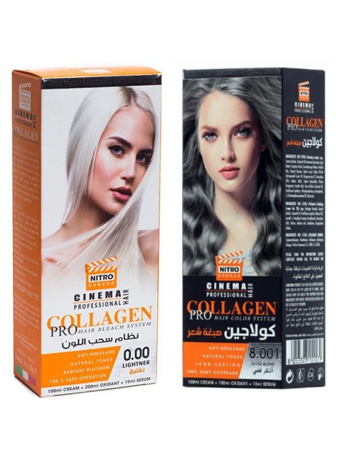 Collagen Hair Dye 8.001 Silver Blond WITH Cinema Professional Collagen Pro Hair bleach system 0.00 Lightner Multicolour 310ml - pzsku/ZAC0BC081C8DD889AD979Z/45/_/1682021892/6517f029-d050-45f4-921e-04f1ad9ec19e