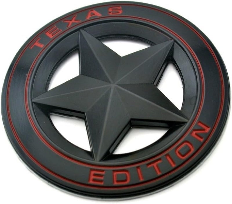 AutoBizarre 3D Raised Matte Black Round Star Texas Edition Metal Monogram Emblem Badge Sticker for All Cars & Bikes - Image 4