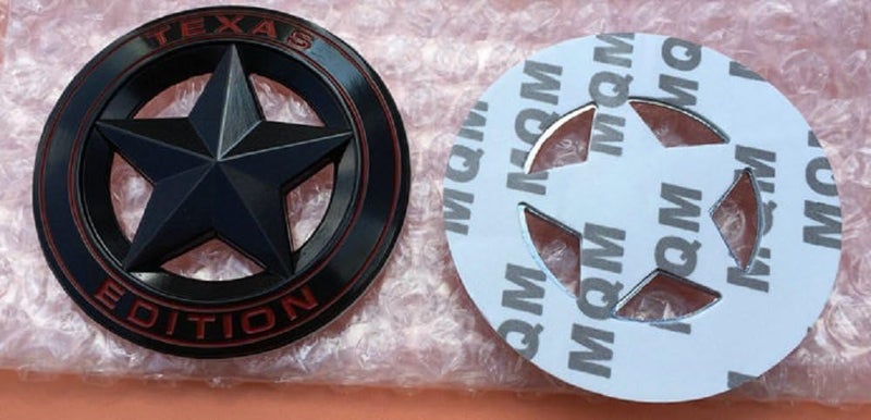 AutoBizarre 3D Raised Matte Black Round Star Texas Edition Metal Monogram Emblem Badge Sticker for All Cars & Bikes - Image 3