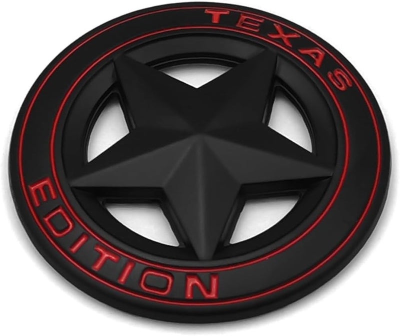AutoBizarre 3D Raised Matte Black Round Star Texas Edition Metal Monogram Emblem Badge Sticker for All Cars & Bikes - Image 1