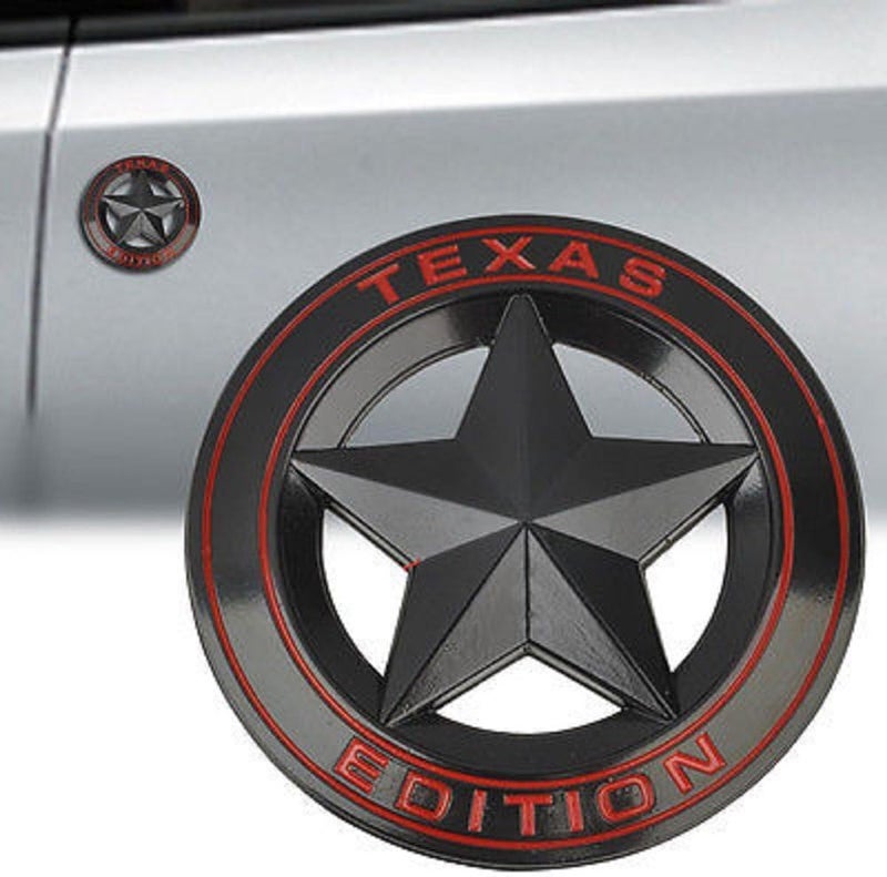 AutoBizarre 3D Raised Matte Black Round Star Texas Edition Metal Monogram Emblem Badge Sticker for All Cars & Bikes - Image 2