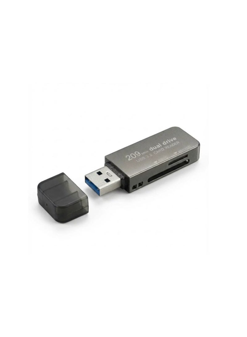 قارئ بطاقة SD/Micro SD بمحول USB 3.2، يدعم UHS-I SDHC/SDXC/MicroSD، سعة 2 تيرابايت، سرعة عالية 209 ميجابايت/ثانية - Image 1