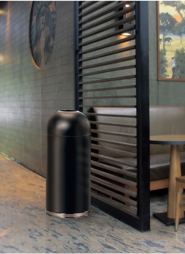 EKO ETERNAL SERIES | Brushed Stainless Steel Finish | Fingerprint-Resistant | Open-Top Trash Bin | Matte Black | 30L  - Image 2