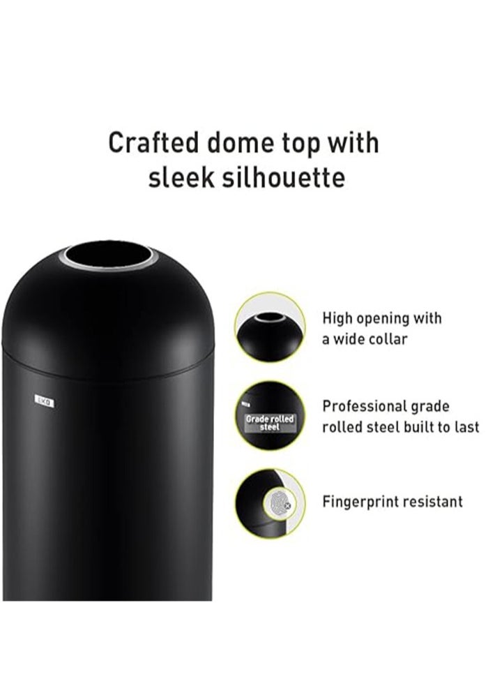 EKO ETERNAL SERIES | Brushed Stainless Steel Finish | Fingerprint-Resistant | Open-Top Trash Bin | Matte Black | 30L  - Image 3