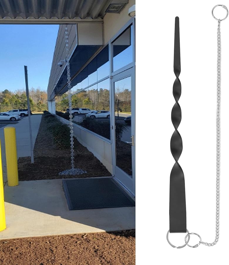 Heavy Duty Windproof Rain Chain Anchoring Stake Spiral Design Matte Black 12 Inch - Image 3