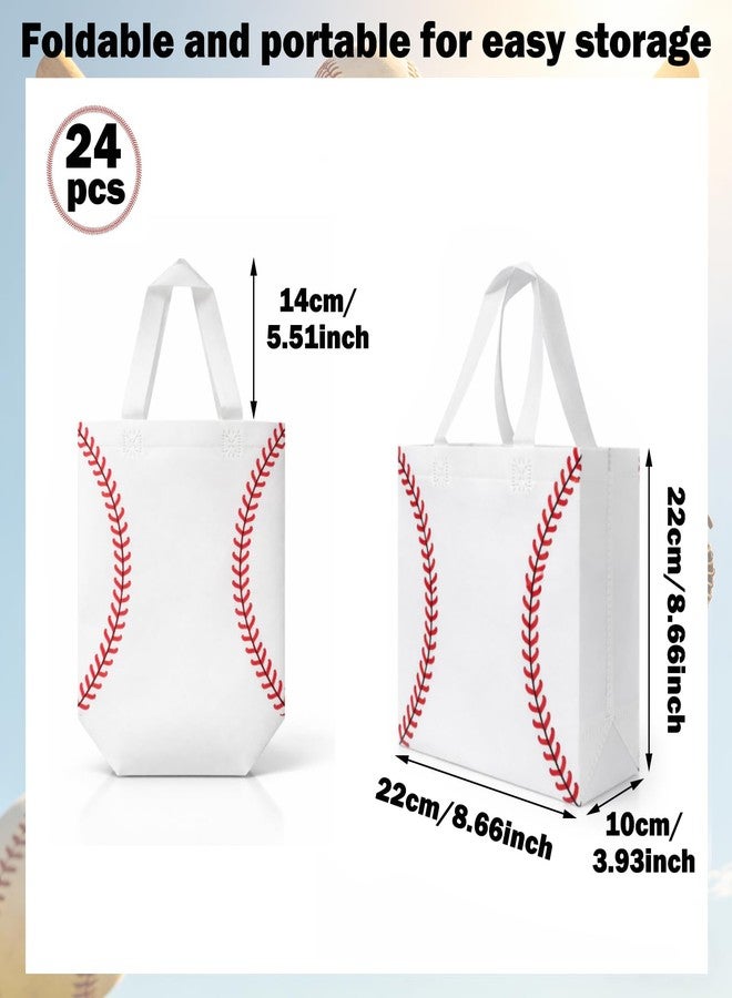 XUEJITECH 24 PCS Baseball Gift Bags with Handles, Reusable Non Woven Softball Goodie Bags, Durable Portable Sports Themed Favor Bag for Kids Birthday, Baseball Game Day & Team Celebration Party Decor Supplies - Image 4
