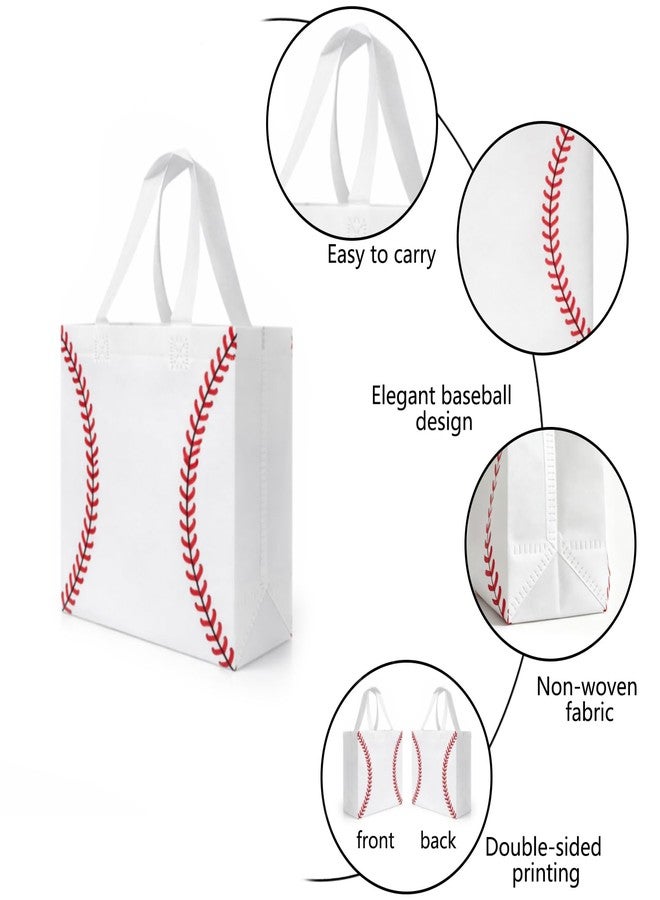 XUEJITECH 24 PCS Baseball Gift Bags with Handles, Reusable Non Woven Softball Goodie Bags, Durable Portable Sports Themed Favor Bag for Kids Birthday, Baseball Game Day & Team Celebration Party Decor Supplies - Image 5