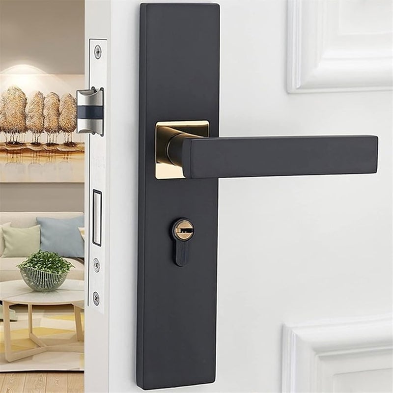 Black Bedroom Retro Interior Door Lock Sturdy Handle For Wooden Aluminum Doors - Image 1