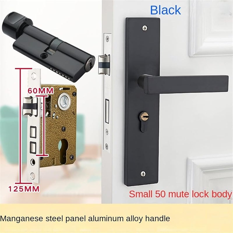 Black Bedroom Retro Interior Door Lock Sturdy Handle For Wooden Aluminum Doors - Image 3