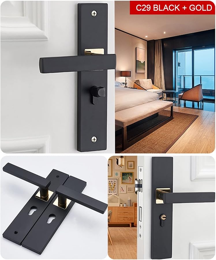 Black Bedroom Retro Interior Door Lock Sturdy Handle For Wooden Aluminum Doors - Image 4