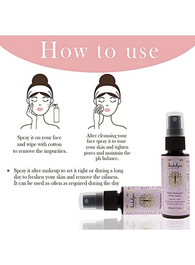 Indulgeo ESSENTIALS Rose Geranium Witch Hazel Facial Mist/Toner (50Ml) Alcohol Free Toner Ayush Certified Cruelty Free 100% Organic - Image 5