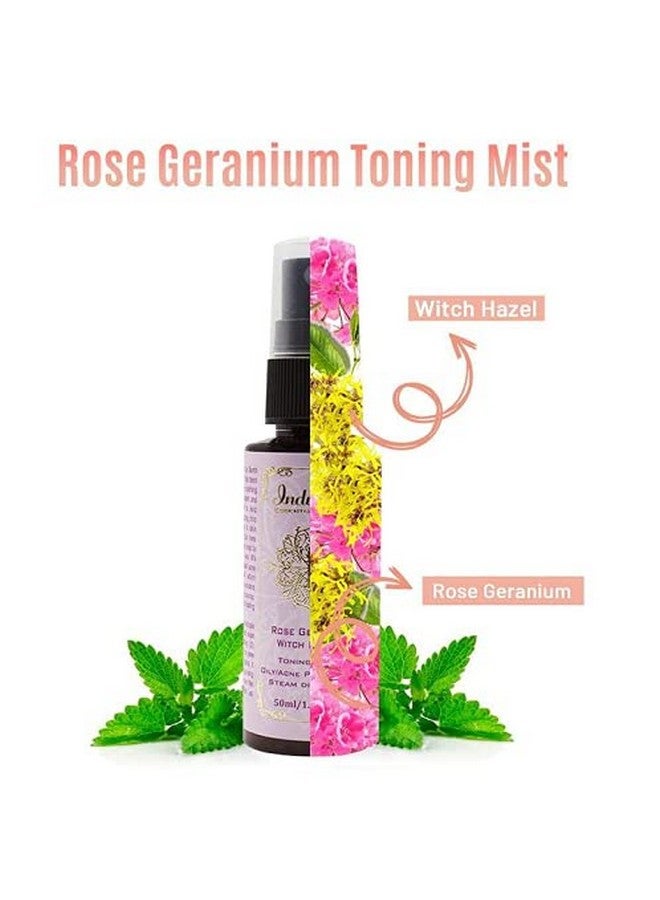 Indulgeo ESSENTIALS Rose Geranium Witch Hazel Facial Mist/Toner (50Ml) Alcohol Free Toner Ayush Certified Cruelty Free 100% Organic - Image 4