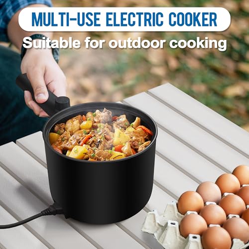 Topwit Hot Pot Electric with Steamer, 1.5L Ramen Cooker, Non-Stick Frying Pan, Electric Pot for Pasta, BPA Free, Electric Cooker with Dual Power Control, Over-Heating & Boil Dry Protection, Black - Image 4