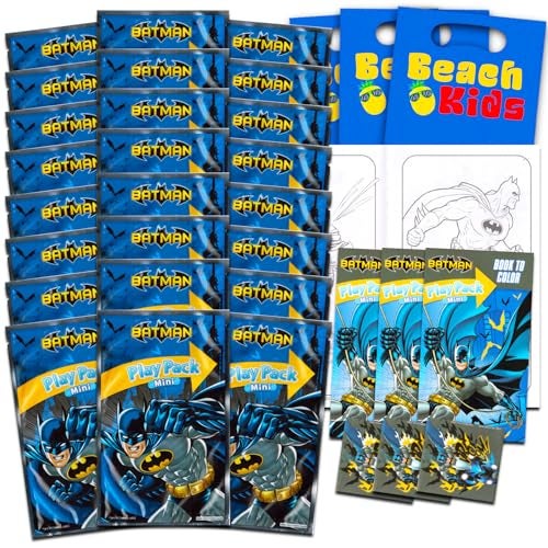 DC Comics Batman Mini Party Favors Set for Kids Bundle with 24 Mini Batman Grab n Go Play Packs with Coloring Pages Stickers and More Batman Birthday Party Supplies - Image 1
